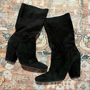 1. State Maribell Black Suede Block Heel Boot